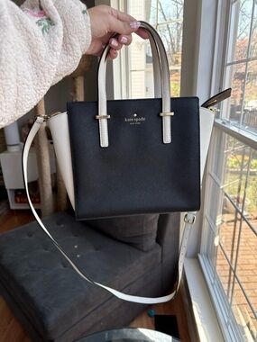 kate spade cedar street small hayden Black and White Two-Tone Leather Satchel